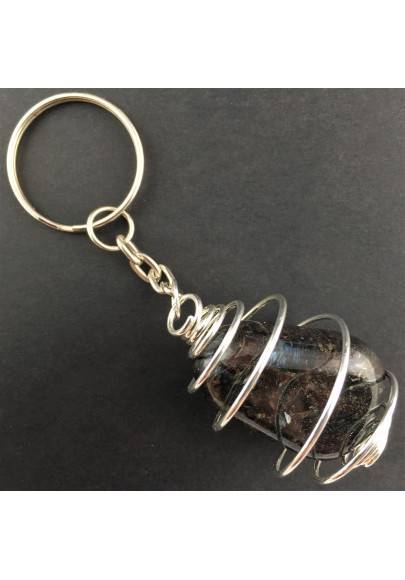 ASTROPHYLLITE Keychain Keyring Hand Made on Silver Plated Spiral A+-1