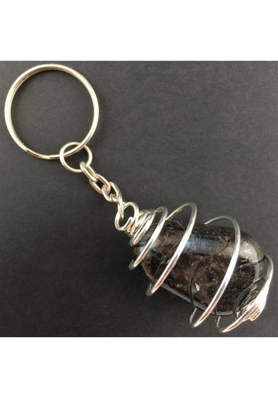 ASTROPHYLLITE Keychain Keyring - SCROPIONE Zodiac Silver Plated Spiral Gift Idea A+-1