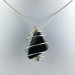 Black Obsidian Tumbled Stones Pendant Hand Made on Silver Plated Spiral A+-1