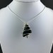 Black Obsidian Tumbled Stones Pendant Hand Made on Silver Plated Spiral A+-2