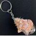 Rough ORANGE CALCITE Keychain Keyring Hand Made on SILVER Plated Spiral A+-1