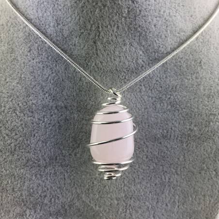MANGANO CALCITE Pendant Hand Made on Silver Plated Spiral Tumble Stone A+-1