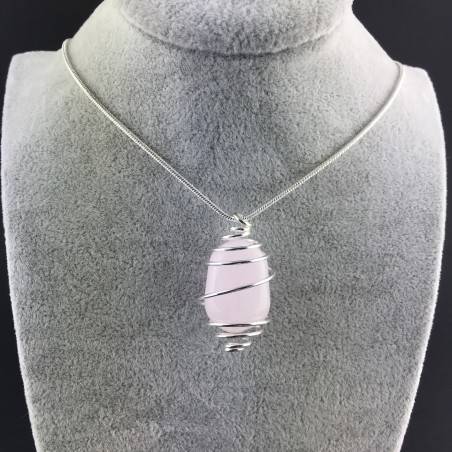 MANGANO CALCITE Pendant Hand Made on Silver Plated Spiral Tumble Stone A+-2