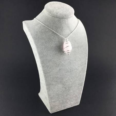 MANGANO CALCITE Pendant Hand Made on Silver Plated Spiral Tumble Stone A+-3