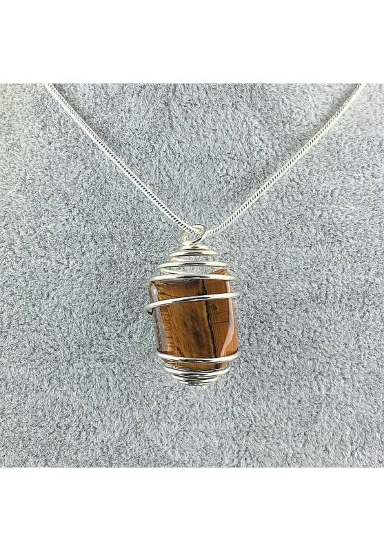 Tumbled Tiger's Eye Pendant Hand Made on Silver Plated Spiral A+-1