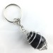 Black ONIX Tumbled Stone Keychain Keyring Hand Made on Silver Plated Spiral A+-2