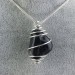 Black Onix Pendant Hand Made on Silver Plated Spiral Tumbled Stones A+-1
