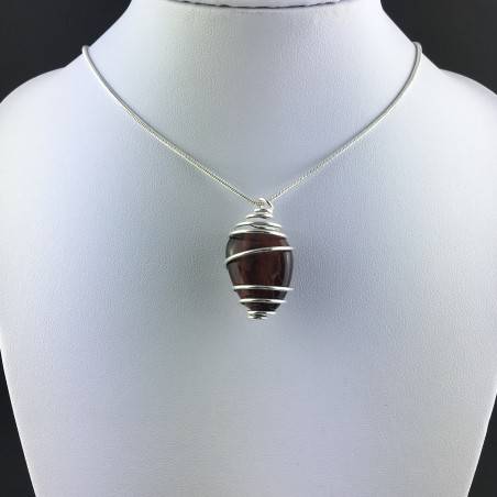 BULL'S EYE Pendant Hand Made on SILVER Plated Spiral Tumbled Stone Healing A+-5