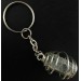 Rough EMERALD CORUNDUM Keychain KeyringHand Made on SILVER Plated Spiral A+-2
