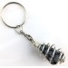 SNOW Obsidian Tumbled Stone Keychain Keyring Hand Made on SILVER Plated Spiral A+-1
