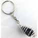 SNOW Obsidian Tumbled Stone Keychain Keyring Hand Made on SILVER Plated Spiral A+-2