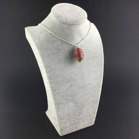 Red Madrepore Mother of Pore Pendant Hand Made on SILVER Plated Spiral A+-3