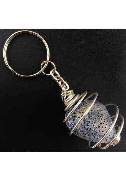 MADREPORE Keychain Keyring Hand Made on SILVER Plated Spiral A+-1