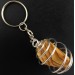 Picture Jasper Sand Stone Tumbled Keychain Keyring - ARIES SILVER Plated Spiral-1