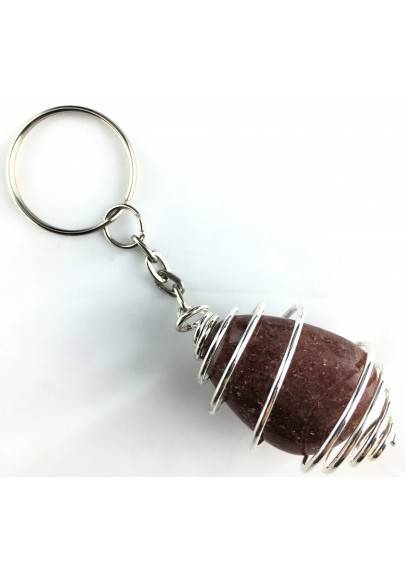 LEPIDOLITE Keychain Keyring Hand Made on Silver Plated Spiral A+-1