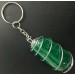 LARGE MALACHITE Keychain Keyring Hand Made on Silver Plated Spiral Thumbstone A+-1