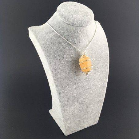 Yellow CALCITE Pendant Hand Made on SILVER Plated Spiral Crystal Healing A+-3