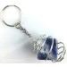 SODALITE Tumbled Keychain Keyring Hand Made on Silver Plated Spiral Gift Idea A+-2