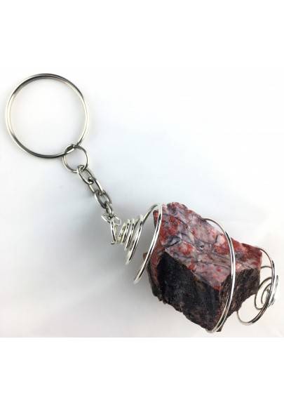 Rough Red Jasper Keychain Keyring - LEO GEMINI PISCES Zodiac Silver Gift Idea A+-1