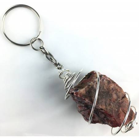 Rough Red Jasper Keychain Keyring - LEO GEMINI PISCES Zodiac Silver Gift Idea A+-2
