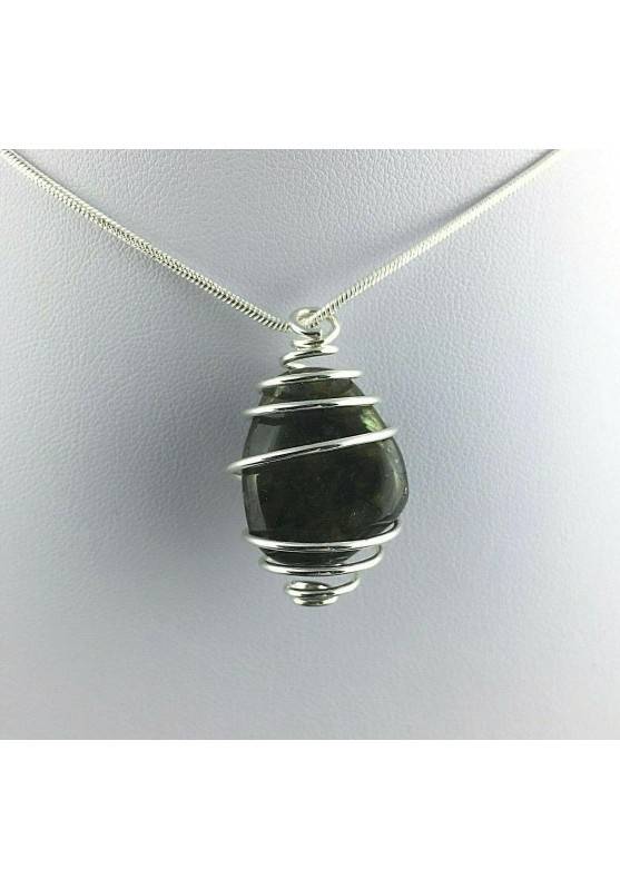 Pendant LABRADORITE Hand Made on Silver Plated Spiral Gift Idea A+-1