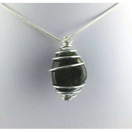 Pendant LABRADORITE Hand Made on Silver Plated Spiral Gift Idea A+-1