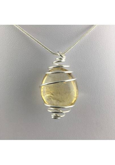 CITRINE Quartz Pendant Authentic Hand Made on SILVER Plated Spiral A+-1