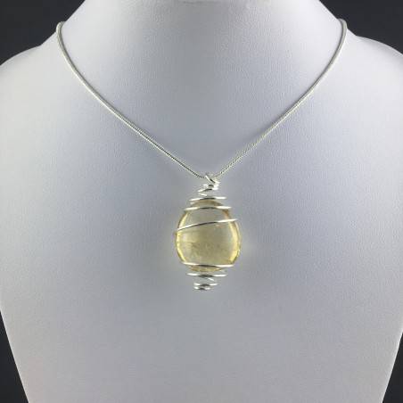CITRINE Quartz Pendant Authentic Hand Made on SILVER Plated Spiral A+-2