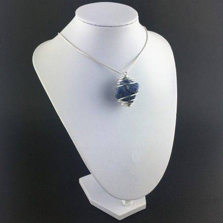 Pendant SODALITE Hand Made on Silver Plated Spiral Gift Idea A+-3