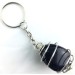 SUN STONE Blue Sand Tumbled Keychain Keyring Hand Made on SILVER Plated Spiral-2