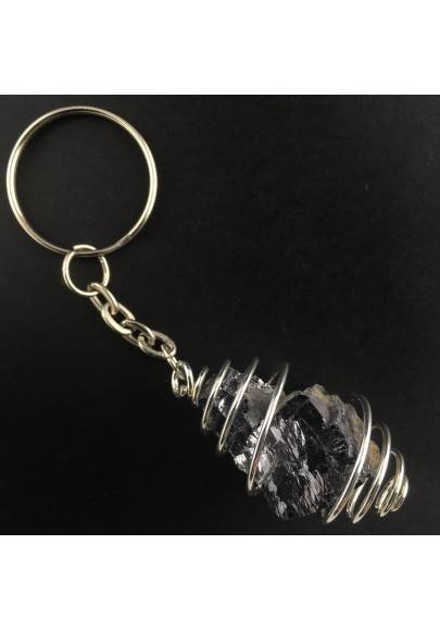 Rough GALENA Keychain Keyring - CANCER Zodiac Silver Plated Spiral Gift Idea A+-1