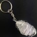 Double Terminated HYALINE Keychain Keyring - CANCER VIRGO SILVER Plated Spiral-1