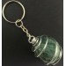 EMERALD Tumbled Keychain Keyring Handmade Silver Plated Spiral Gift Idea A+-1