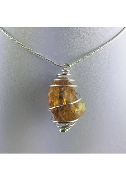 AMBER Pendant Hand Made on Silver Plated Spiral Gift Idea Minerals Chakra A+-1
