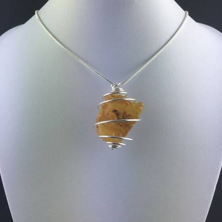AMBER Pendant Hand Made Large on Silver Plated Spiral Gift Idea A+-2