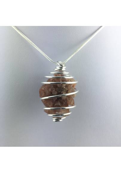 Rough Aragonite Hand Made Pendant on Silver Plated Spiral Crystal Healing A+-1