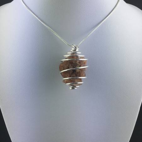 Rough Aragonite Hand Made Pendant on Silver Plated Spiral Crystal Healing A+-2