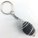Silver Obsidian Tumbled Stone Keychain Keyring Hand Made on Silver Plated Spiral-1