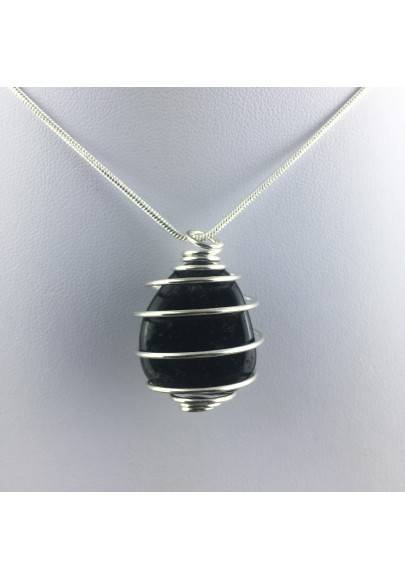 SILVER OBSIDIAN Pendant Hand Made on Silver Plated Spiral A+-1