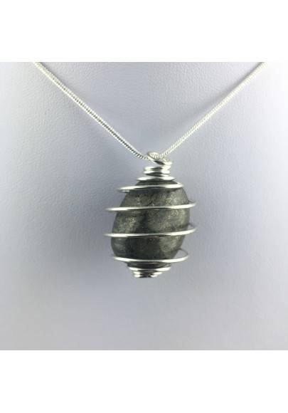 Pyrite Pendant Hand Made on Silver Plated Spiral Gift Idea Tumbled Stone Craft A+-1