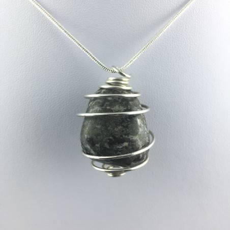 Pyrite Pendant Hand Made on Silver Plated Spiral Gift Idea Tumbled Stone Craft A+-4