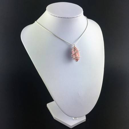 Rhodochrosite Pendant Hand Made on Silver Plated Spiral Minerals Chakra Necklace A+-6