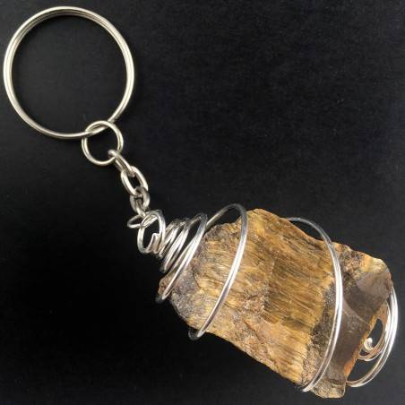Tiger's EYE Stone Keychain Keyring Hand Made on Silver Plated Spiral A+-3