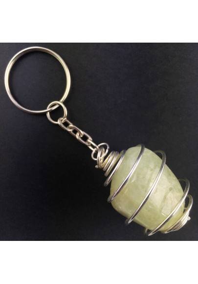 Porte-clés dans Jade Verte Fabriqué à la main Spirale Plaqué Argent A+-1
