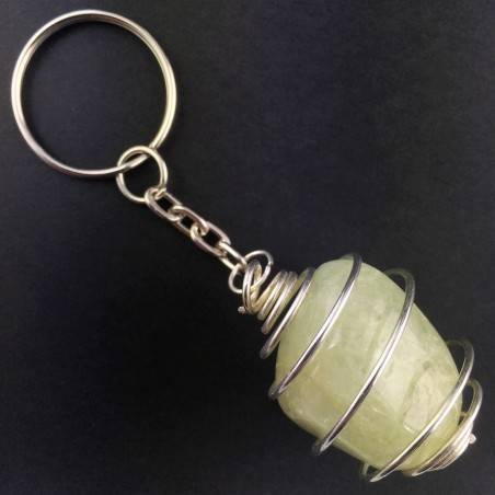 Porte-clés dans Jade Verte Fabriqué à la main Spirale Plaqué Argent A+-1