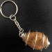 STROMATOLITE Tumblestone Keychain Keyring - Handmade SILVER Plated Spiral Gift Idea-1