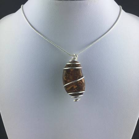 Pendant STROMATOLITE Hand Made on Silver Plated Spiral Gift Idea A+-2