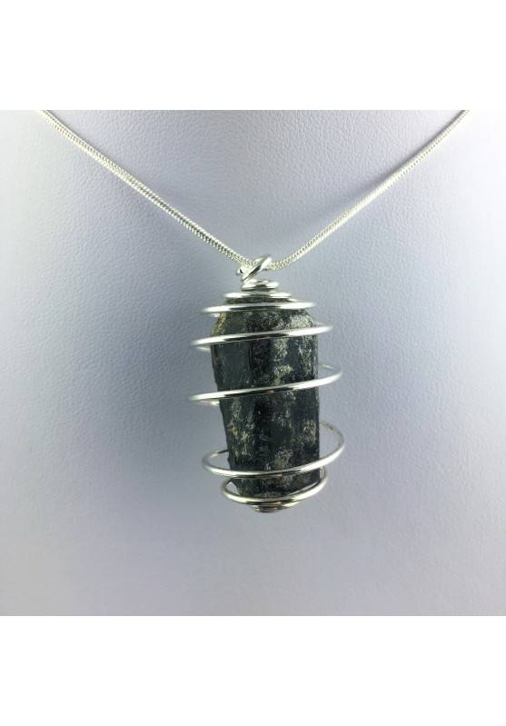 Pendant Black TOURMALINE Hand Made on Silver Plated Spiral Gift Idea-1