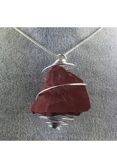 Pendant in Red Jasper Hand Made on Silver Plated Spiral Charm Craft Gift Idea-1