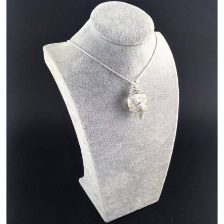 HERKIMER DIAMOND Pendant - Quartz Handmade SILVER Plated Spiral Gift Idea A+-3